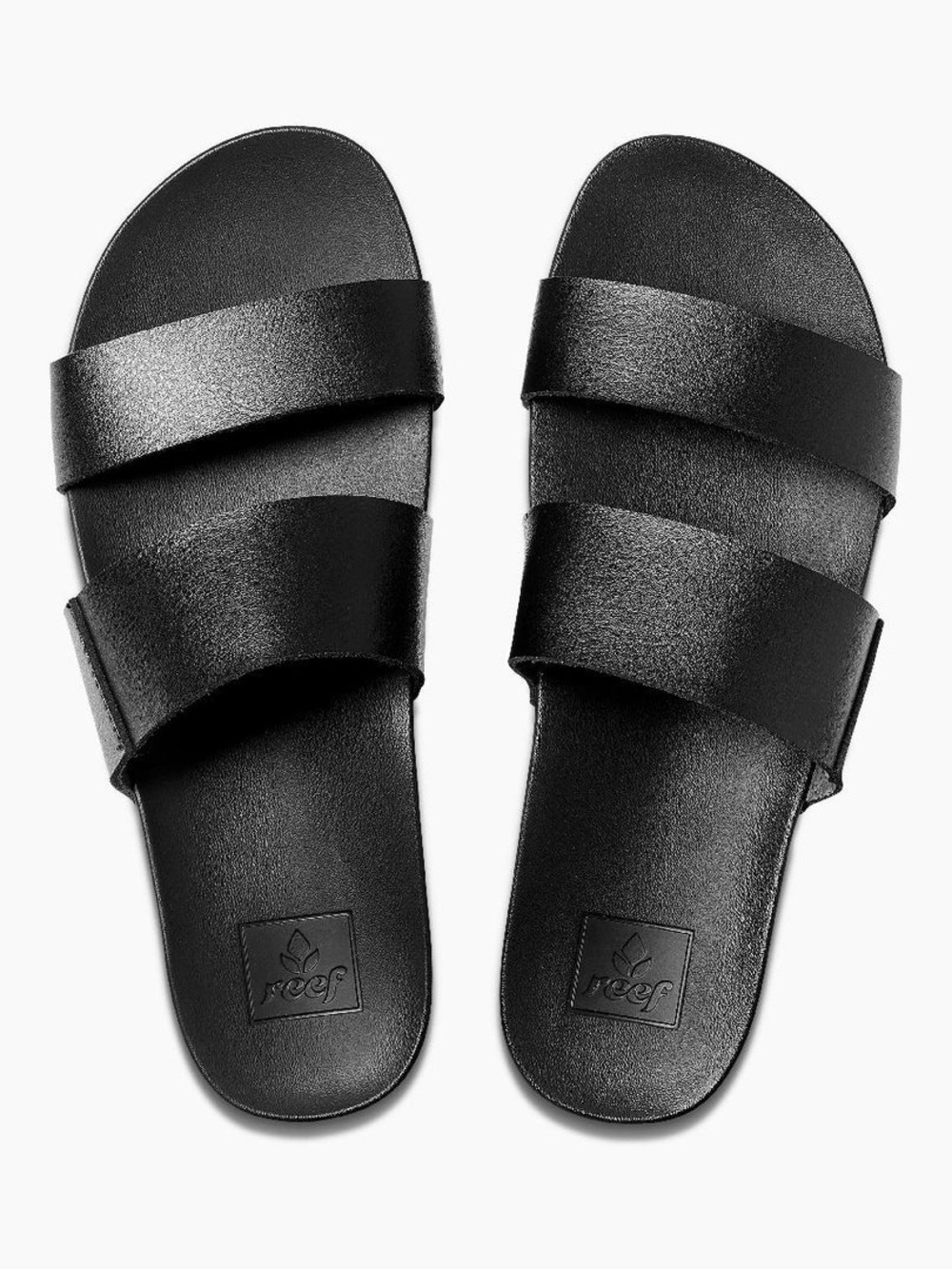 REEF cushion vista black double strap slide sandals. EUC
